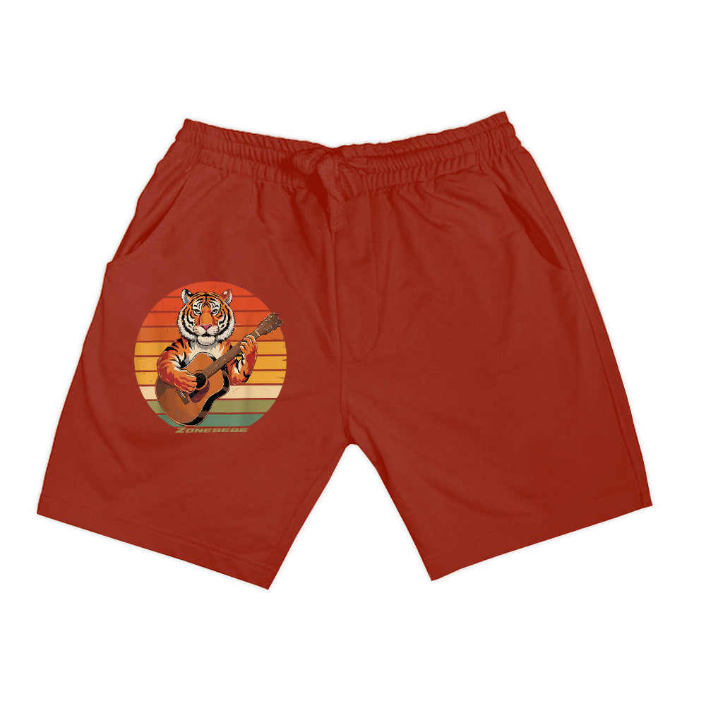 Tiger Playing Guitar Vintage Guitar Retro Rock Guitarist Shorts