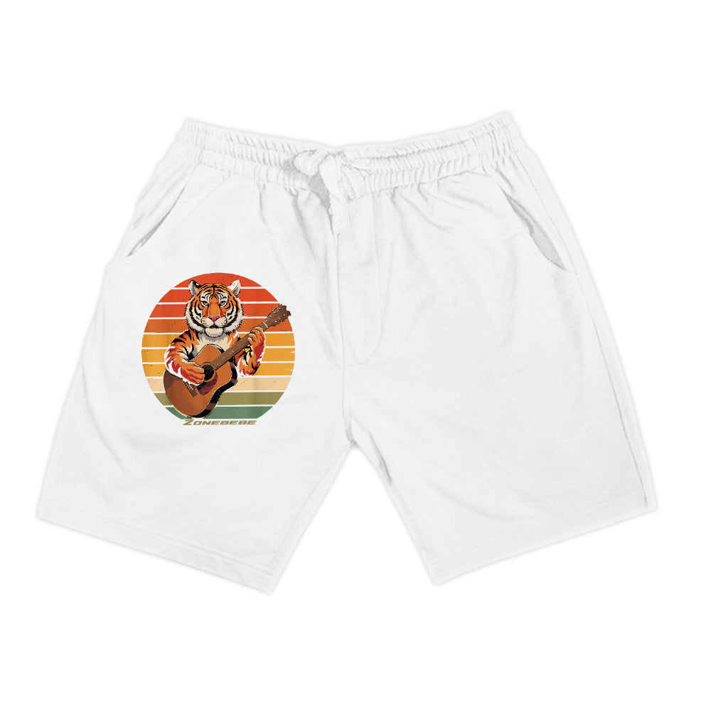 Tiger Playing Guitar Vintage Guitar Retro Rock Guitarist Shorts