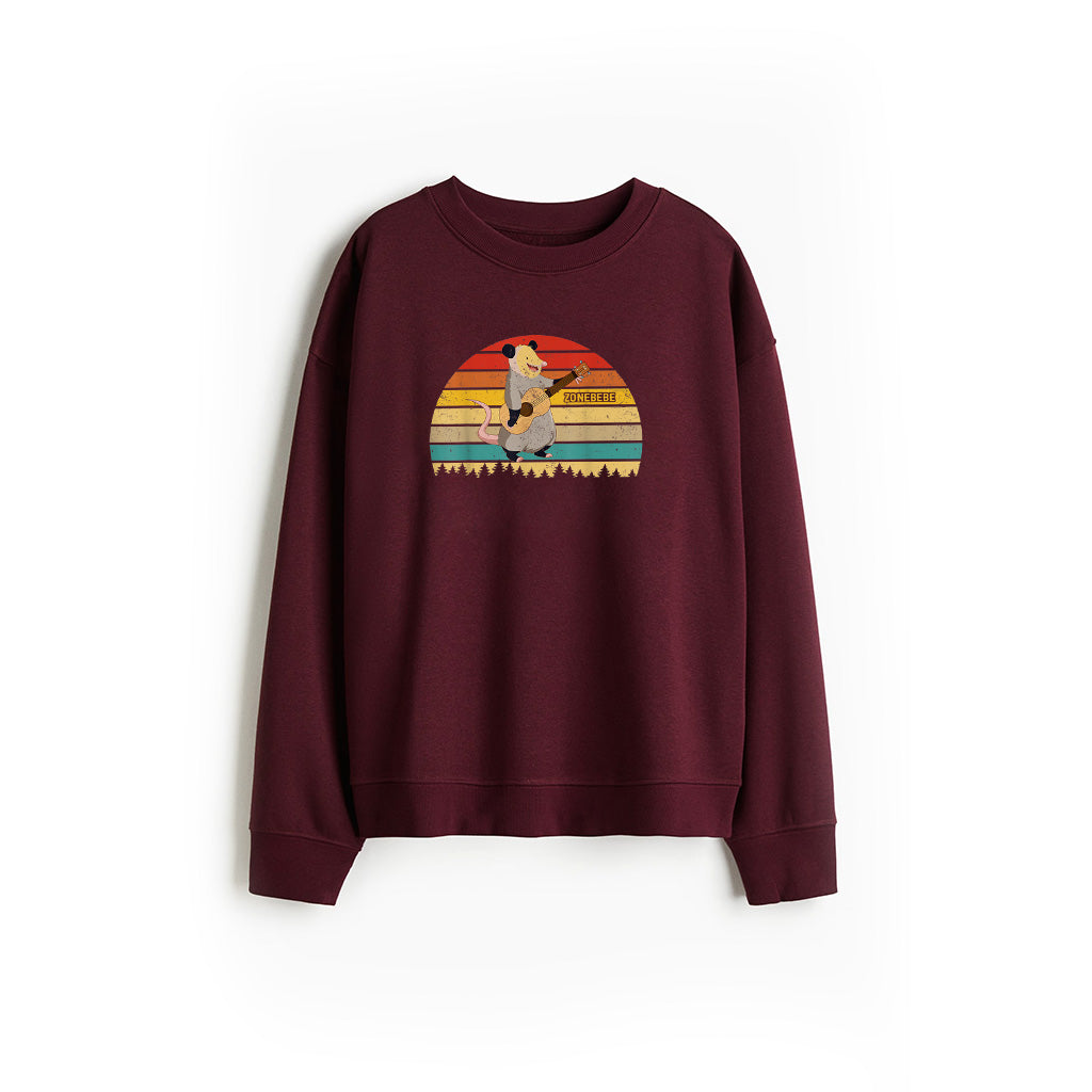 Vintage Retro Opossum Playing Guitar Guitarist Lover Sweatshirt