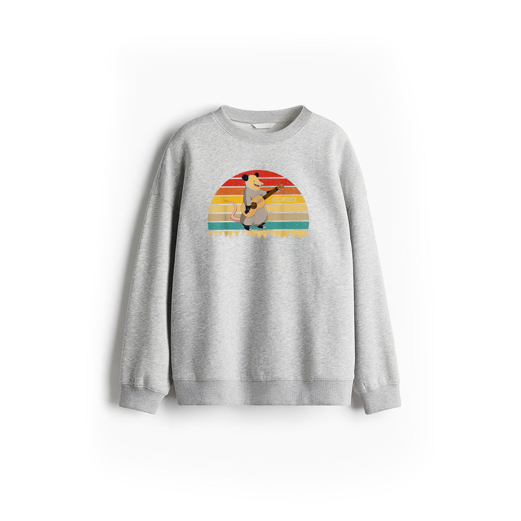 Vintage Retro Opossum Playing Guitar Guitarist Lover Sweatshirt