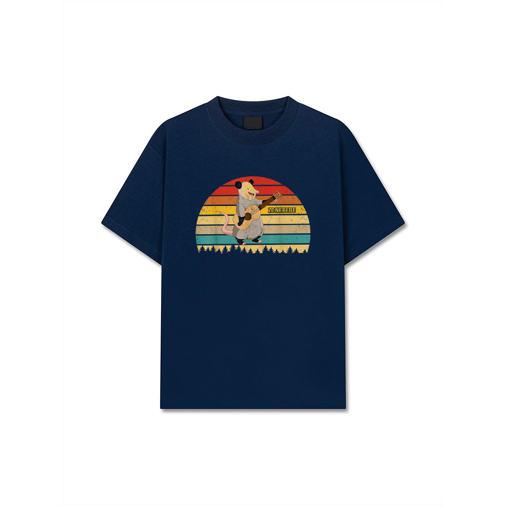 Vintage Retro Opossum Playing Guitar Guitarist Lover T-Shirt