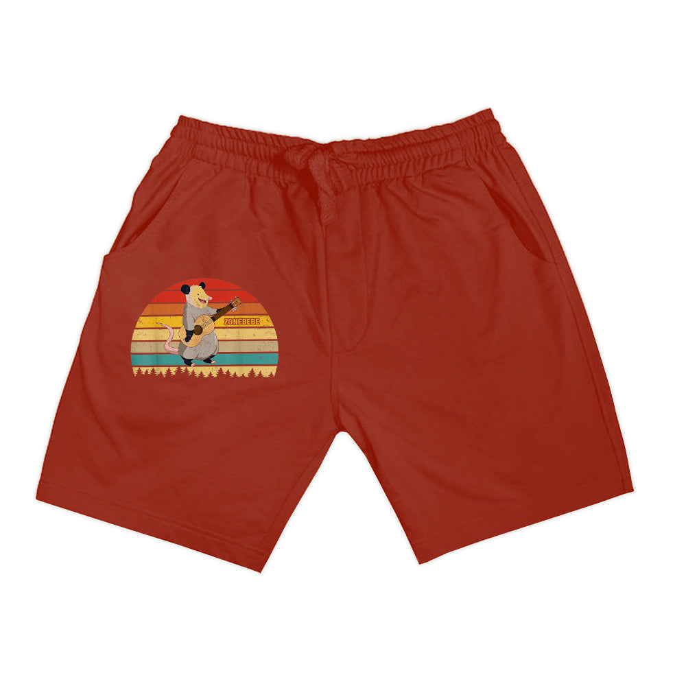 Vintage Retro Opossum Playing Guitar Guitarist Lover Shorts