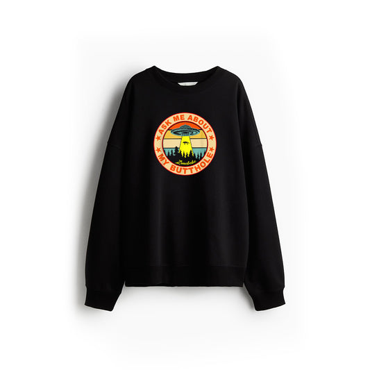 Ask Me About My Butthole Funny UFO Alien Abduction Vintage Sweatshirt