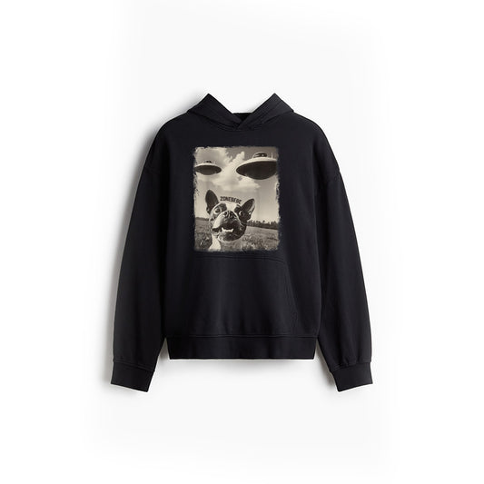 Boston Terrier Dog UFO Alien Extraterrestrial Selfie Hoodie