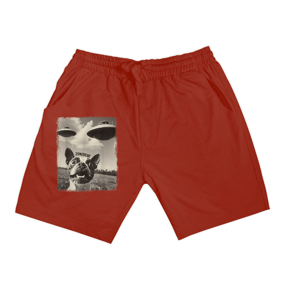 Boston Terrier Dog UFO Alien Extraterrestrial Selfie Shorts