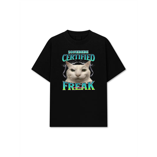 Certified Freak Funny Cat Meme Cursed Silly Staring Cat T-Shirt