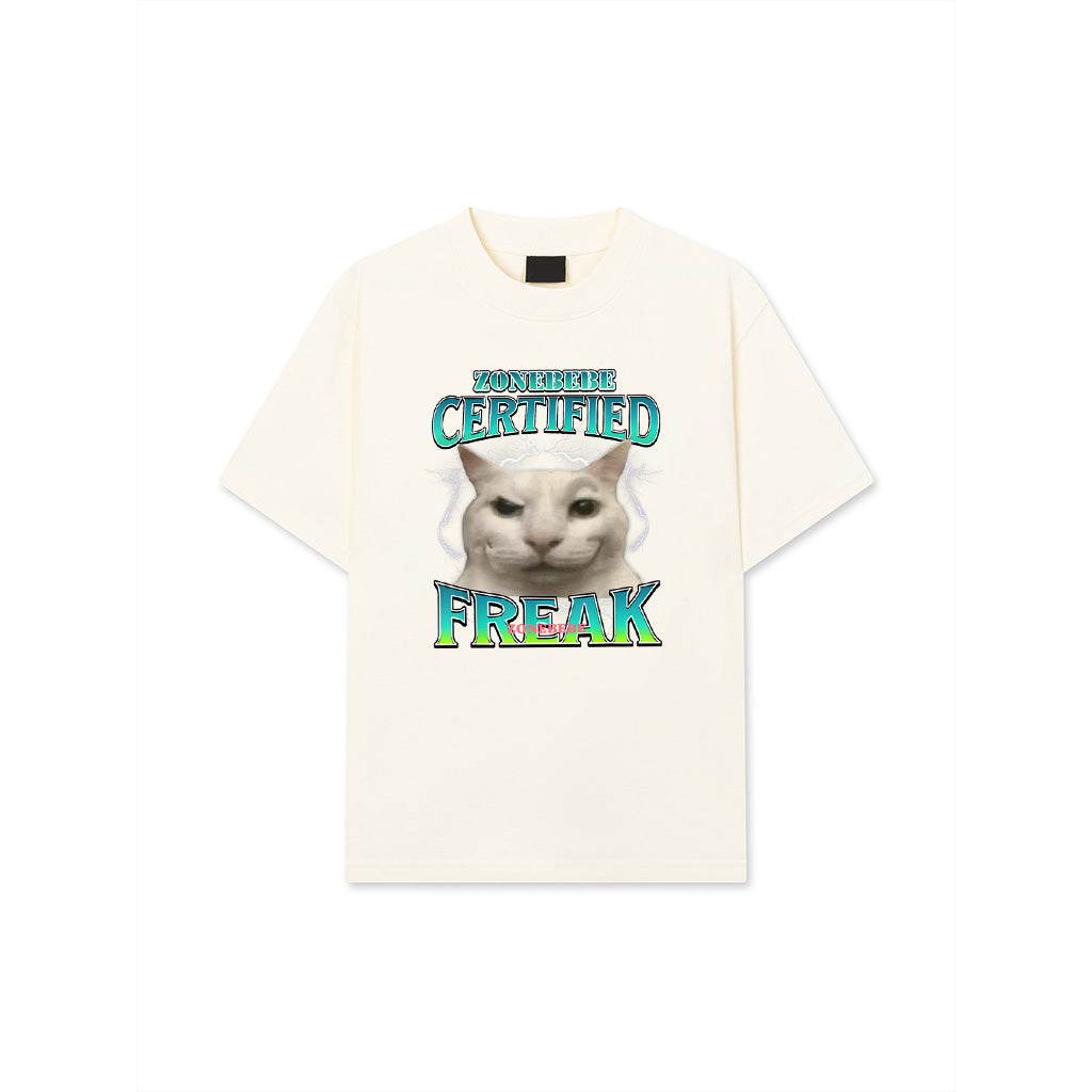 Certified Freak Funny Cat Meme Cursed Silly Staring Cat T-Shirt