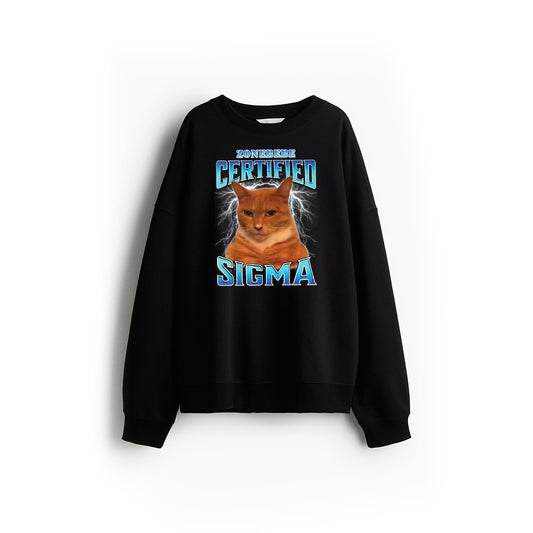 Certified Sigma Funny Staring Cat Meme Sarcastic Silly Cat Sweatshirt