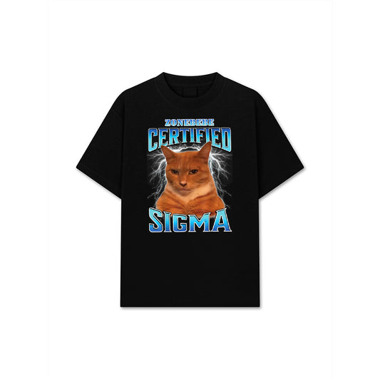 Certified Sigma Funny Staring Cat Meme Sarcastic Silly Cat T-Shirt