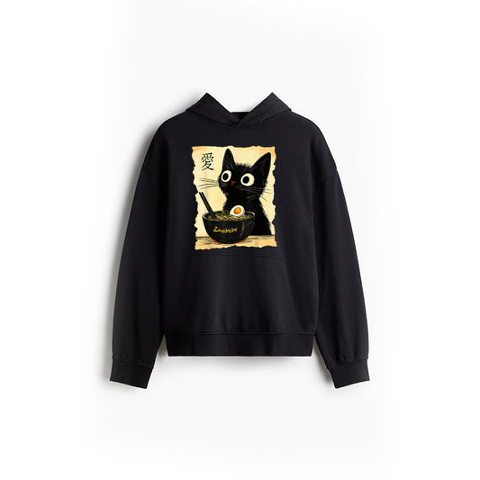 Funny Cat Ramen Graphic Tee Japanese Kawaii Anime Cat Hoodie