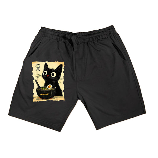 Funny Cat Ramen Graphic Tee Japanese Kawaii Anime Cat Shorts