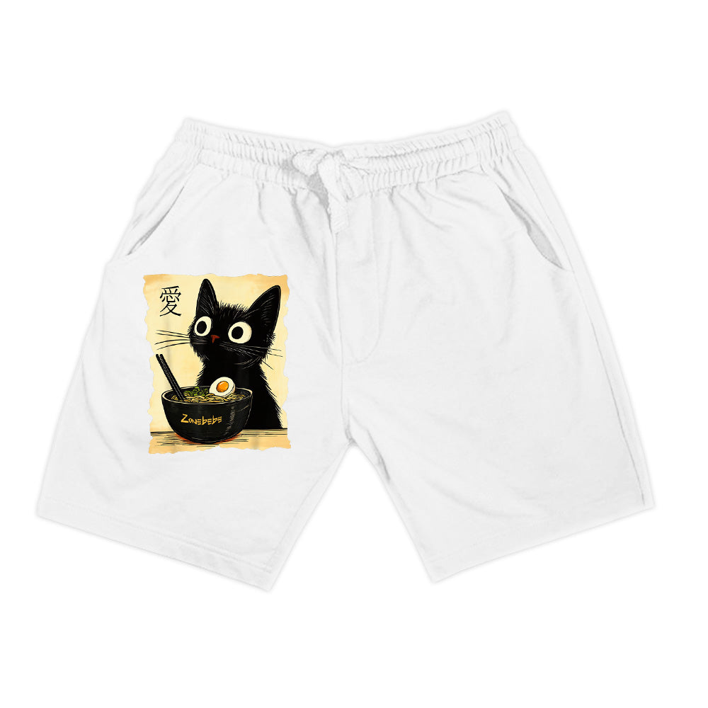 Funny Cat Ramen Graphic Tee Japanese Kawaii Anime Cat Shorts