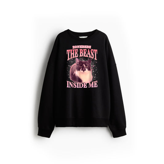 Funny The Beast Inside Me Silly Cat Meme Humor Saying Sweatshirt