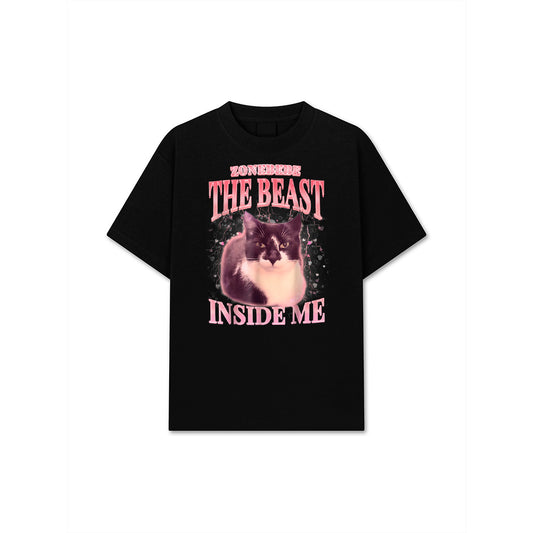 Funny The Beast Inside Me Silly Cat Meme Humor Saying T-Shirt