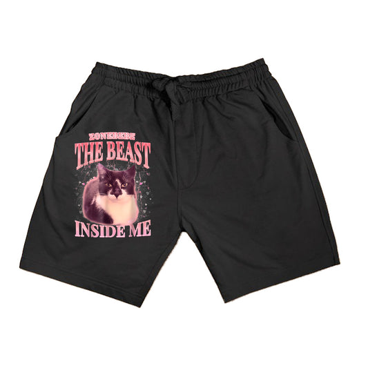 Funny The Beast Inside Me Silly Cat Meme Humor Saying Shorts