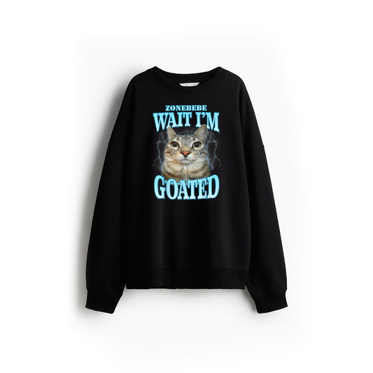 Funny Wait I'm Goated Silly Cat Meme Humor Silly Cat Saying Sweatshirt