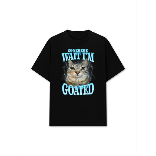 Funny Wait I'm Goated Silly Cat Meme Humor Silly Cat Saying T-Shirt