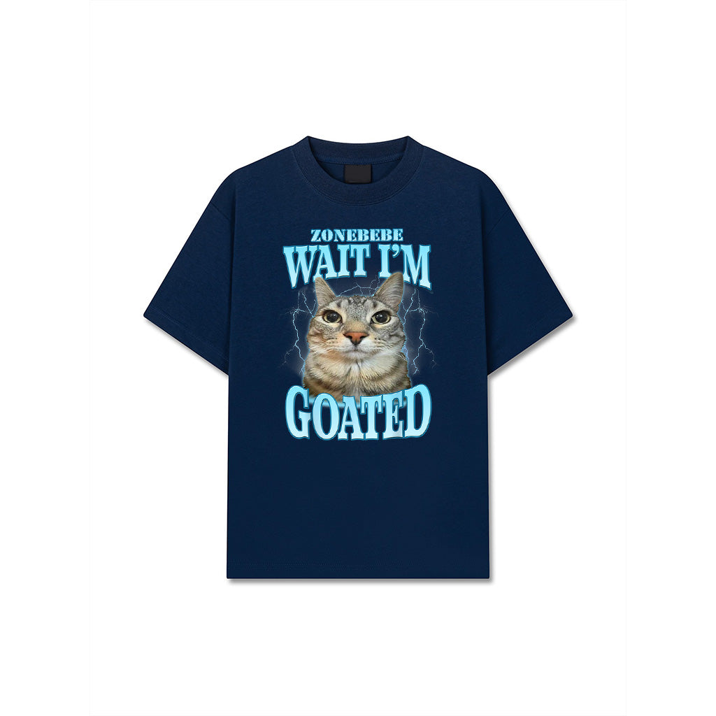 Funny Wait I'm Goated Silly Cat Meme Humor Silly Cat Saying T-Shirt