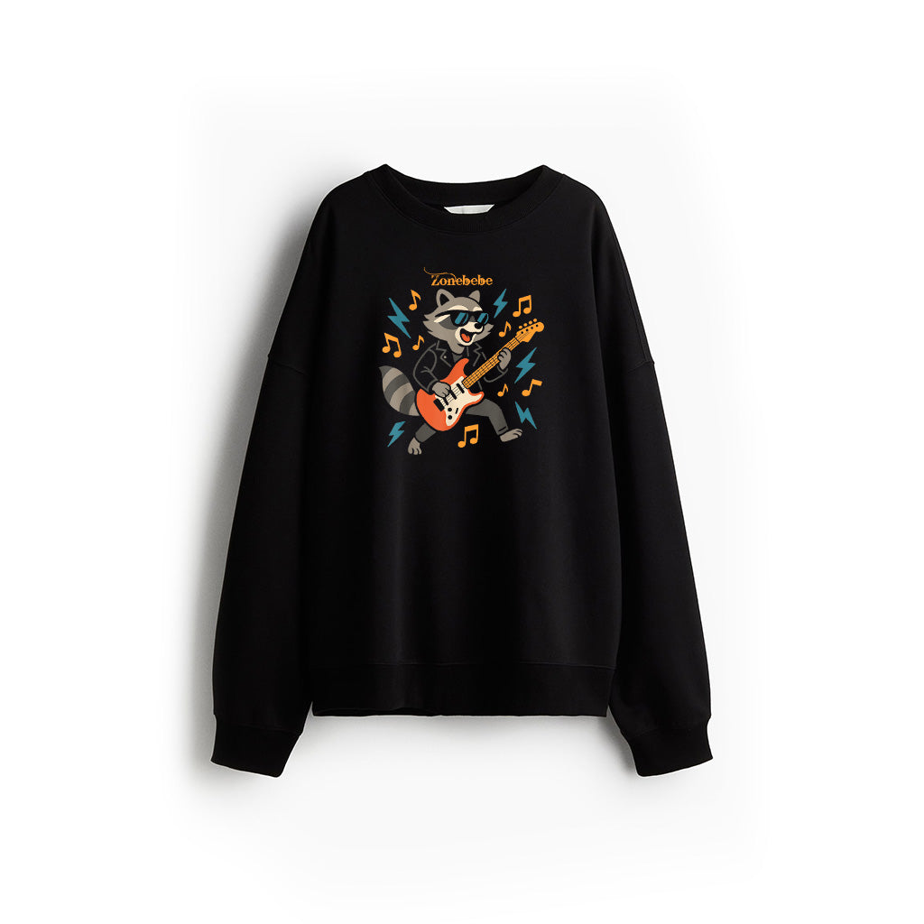 Raccoon Playing Electric Guitar Rock And Roll Music Vintage Sweatshirt