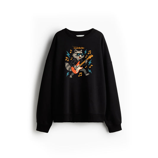 Raccoon Playing Electric Guitar Rock And Roll Music Vintage Sweatshirt