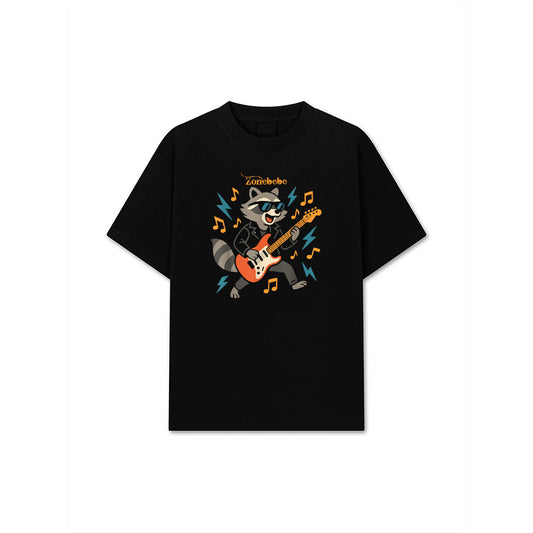 Raccoon Playing Electric Guitar Rock And Roll Music Vintage T-Shirt