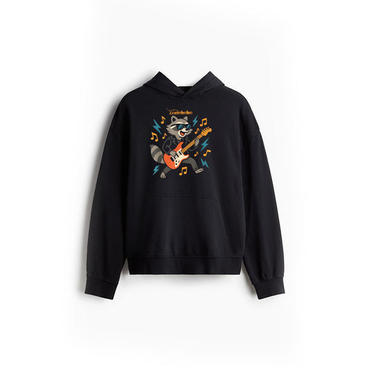 Raccoon Playing Electric Guitar Rock And Roll Music Vintage Hoodie