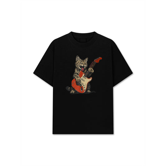 Rock And Roll Guitar Cat Vintage Rock Guitarist Cat T-Shirt