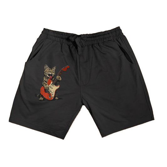 Rock And Roll Guitar Cat Vintage Rock Guitarist Cat Shorts