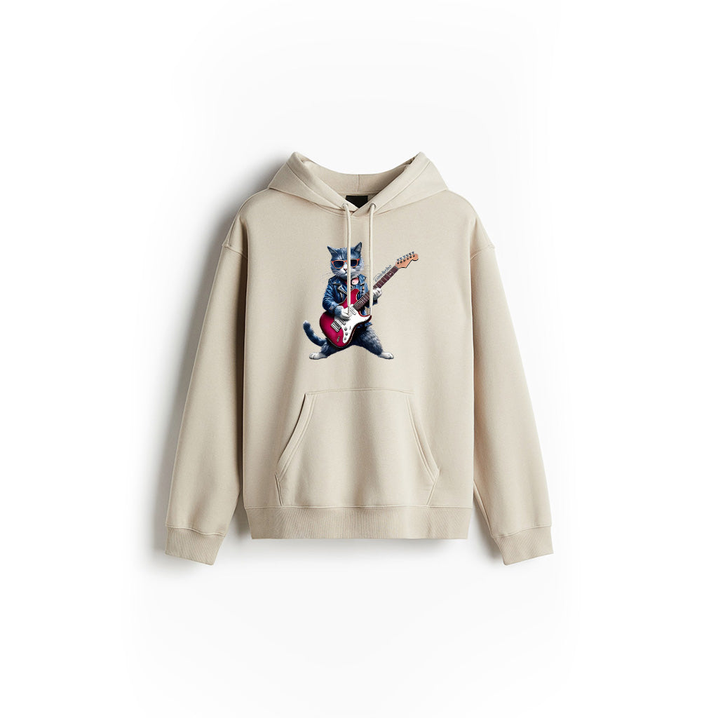 Rock Cat Playing Guitar Funny Guitar Cat Hoodie