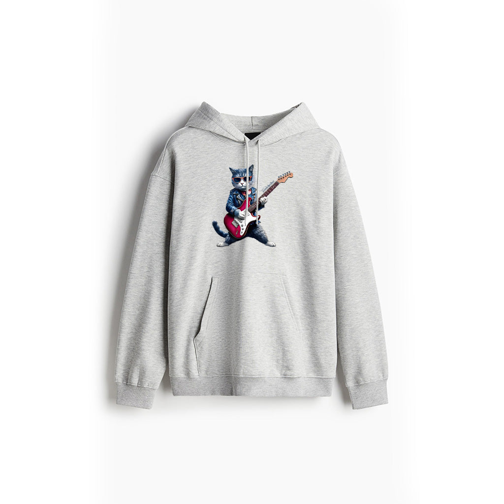 Rock Cat Playing Guitar Funny Guitar Cat Hoodie
