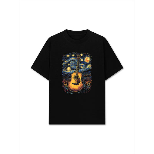 Starry Night Inspired Acoustic Guitar T-Shirt