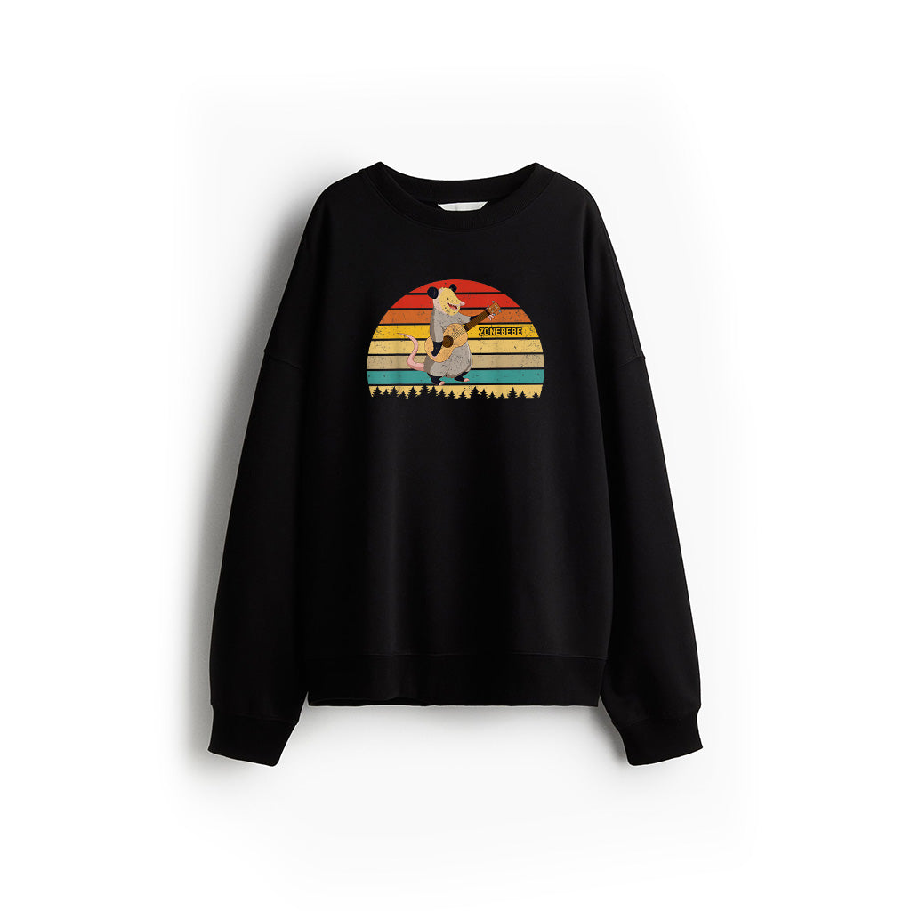 Vintage Retro Opossum Playing Guitar Guitarist Lover Sweatshirt